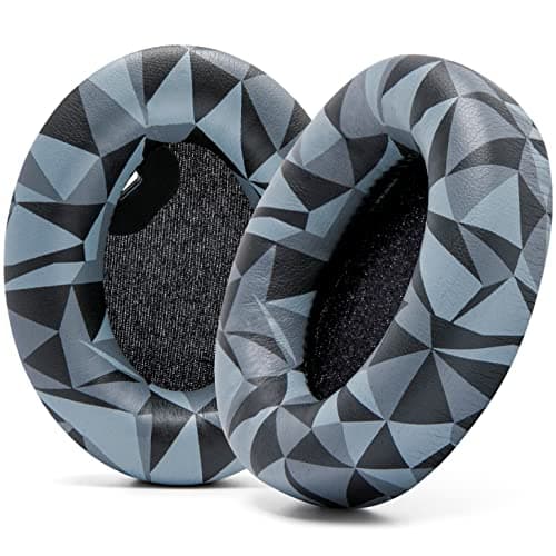 WC Wicked Cushions Replacement Ear Pads for Sony WH1000XM4 Over-Ear Headphones - Soft PU Leather Cushions, Luxurious Noise Isolating Memory Foam, Added Thickness (Geo Grey)