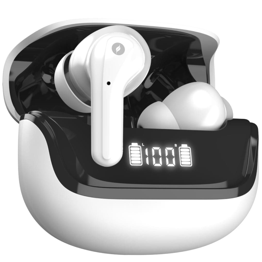 Leaf Buds X214 True Wireless Earbuds AI Sound App, 40H Playtime, AI ENC, HD Calling, 2 EQ Modes, Fast Charging(10min=210min), 13mm Driver with Deep Ba...
