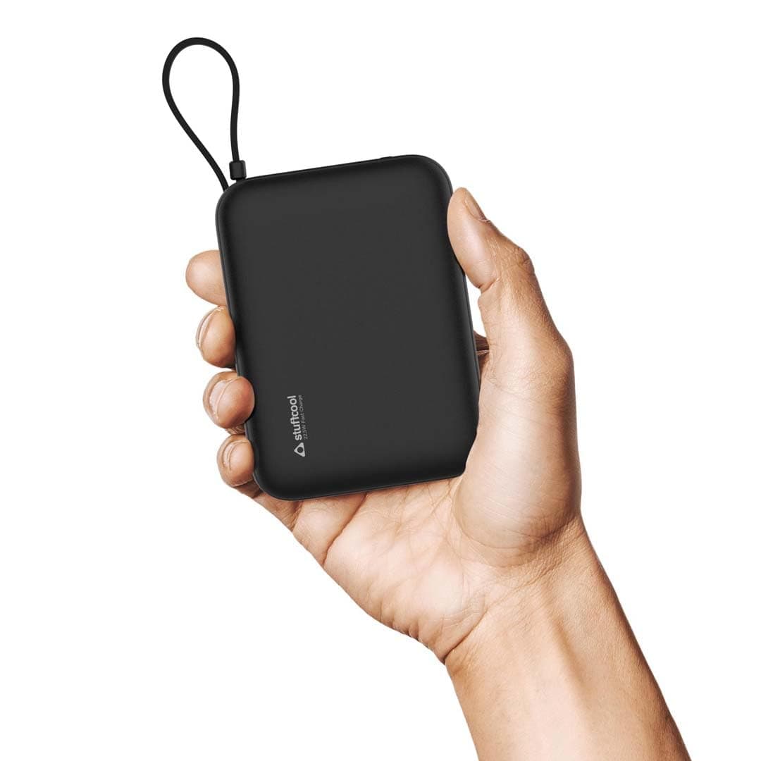 Stuffcool Maverick Mini 20,000mAh Powerbank with 20W Built-in Lightning & Type-C Cables, 22.5W USB-A Fast Charging for iPhone, Samsung, Pixel, OnePlus...