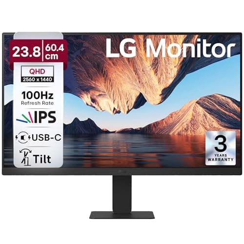 LG 24U631A IPS QHD (2560x1440) Monitor, 24 Inch, 100Hz, sRGB 99% (Typ.), HDR10, USB-C with PD 15W, HDMI, 3 Side Virtual Borderless, Head Phone Out, Re...