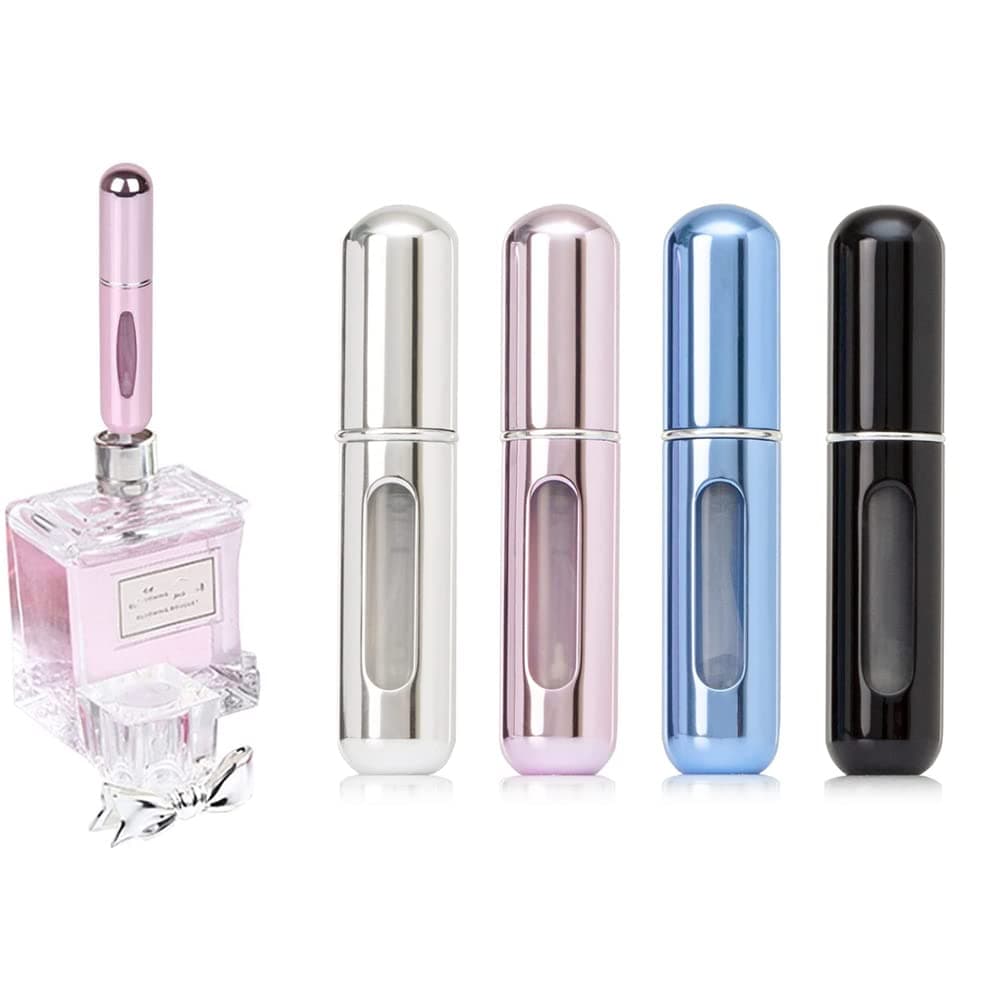 AUGUSTYUE Mini Atomizer for Perfume, 4pcs Refillable Atomizer Bottle Perfume Travel Portable for Women and Men, Capsule Travel