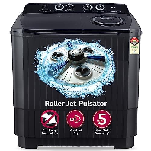 LG 11 kg 5 Star Semi-Automatic Top Loading Washing Machine (P1155SKAZ, Middle Black, Roller Jet Pulsator), large
