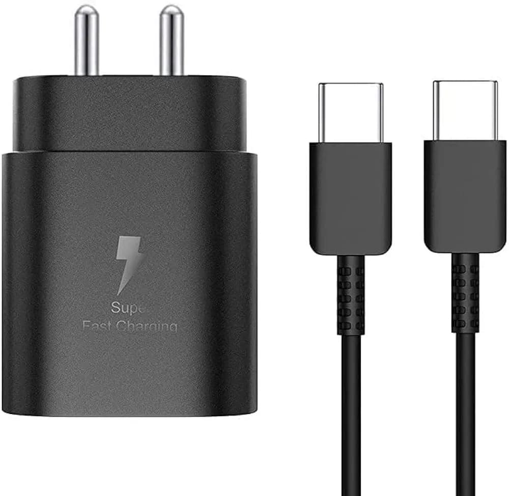 Original 25W C-Type Super Fast Charger Adapter with Cable Set for Samsung Galaxy S21/S21+/S21 Ultra/S20/S20+/S20 Ultra/Note 20/Note 20 Ultra/Note 10/Note10+ (Black)