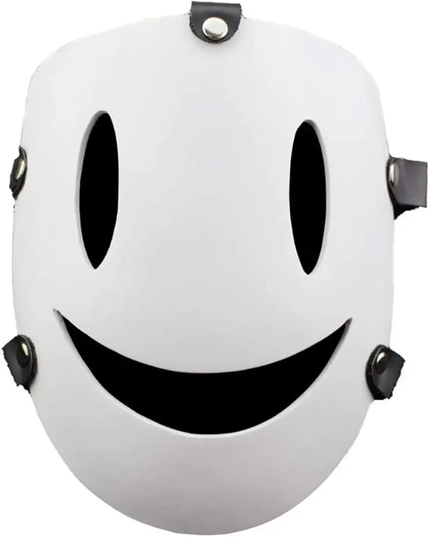 High Rise Invasion Cosplay Mask Sniper Mask Tenkuu Shinpan Mask White Smile Resin Mask for Halloween Cosplay Props