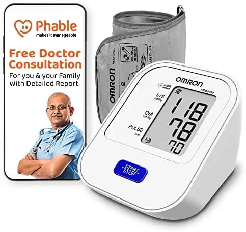 Omron HEM 7120 Digital Blood Pressure Monitor With Phable’s Care 360 Free Doctor Health Assessment