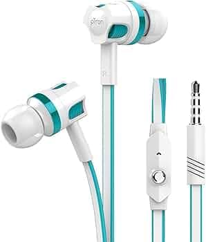 pTron HBE5 Raptor (High Bass Earphones) in-Ear Stereo Wired Headphones with Mic - (White and Blue)