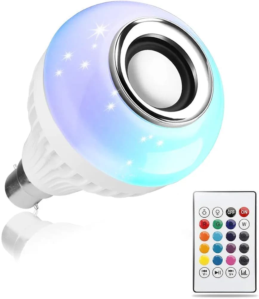 Sucheta Funiya Enterprises JSR E27 12-Watts LED Smart Light Bulb, Bluetooth 3.0 Speaker Music Bulb RGB Change with 24 Key Remote Controller for Home, Party Decoration - Multicolour, Pack of 1