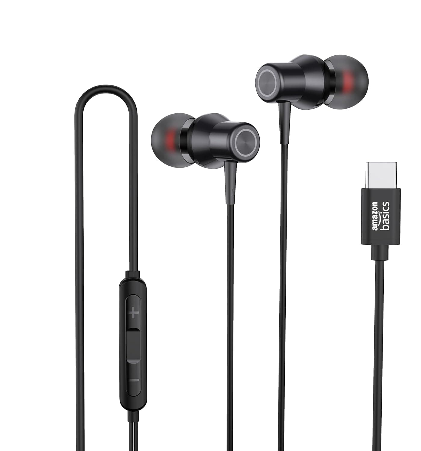amazon basics EP2 in Ear Type C Wired Earphones with Mic, Tangle Free 1.18 Metre Cable, Metallic Design, 10mm Drivers, in Line Mic & Volume Controller...