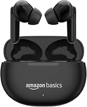 amazon basics True Wireless in-Ear Earbuds with Mic, Touch Control, IPX5 Water-Resistance, Bluetooth 5.3, Up to 55 Hours Play Time, Voice Assistance a...
