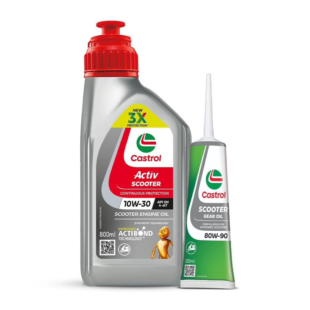 Castrol Activ 10W-30 4-AT Synthetic Engine Oil for Scooter 800 ML & Castrol Gear Oil 80W-90 for Scooter Gears 120 ML Combo Pack