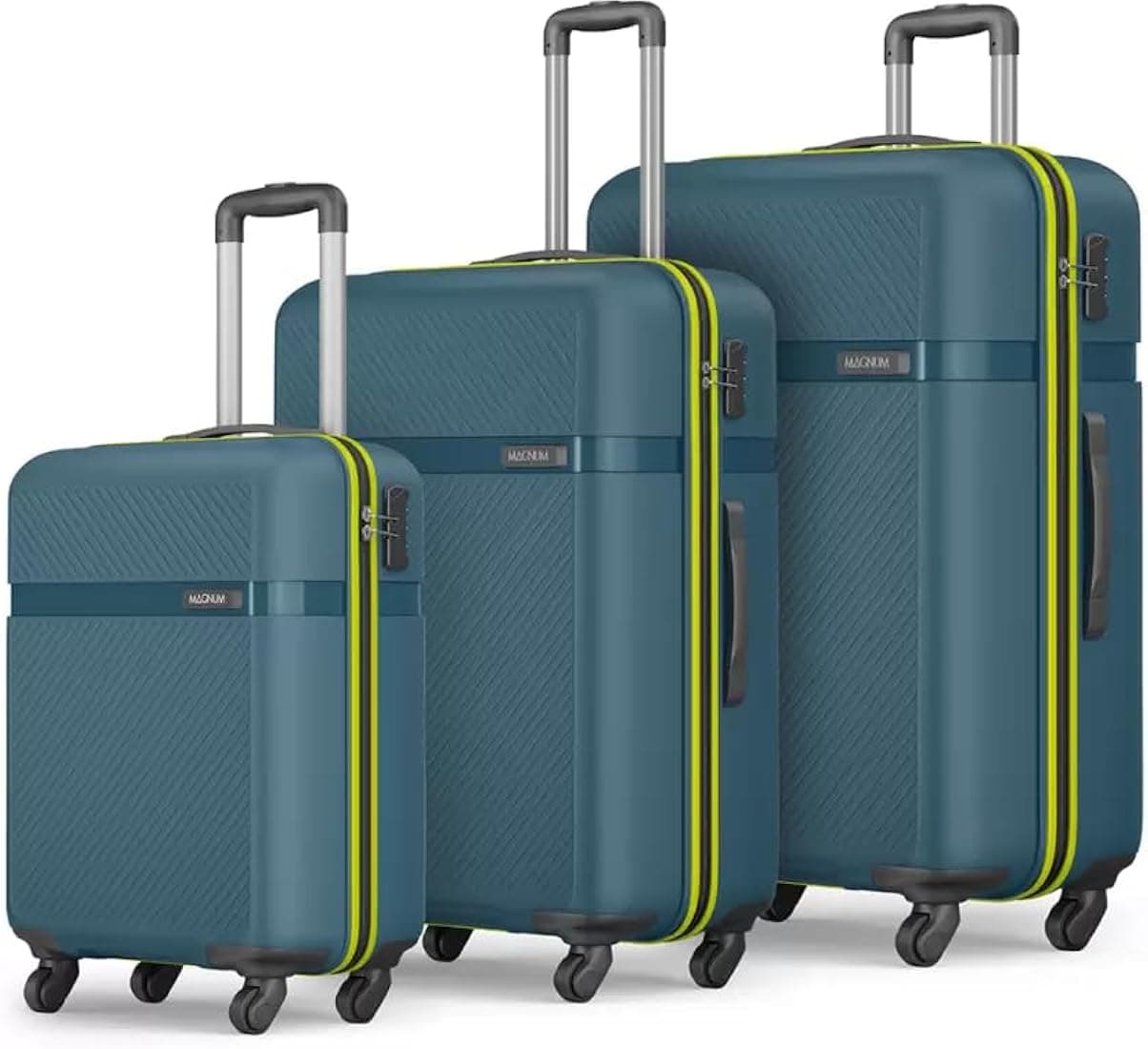 Safari Trolley Bags Set of 3 Sharp Antiscratch 55, 65 & 77 Cms Small, Medium & Large PP Hard Sided 4 Spinner Wheels Suitcase (M Blue)