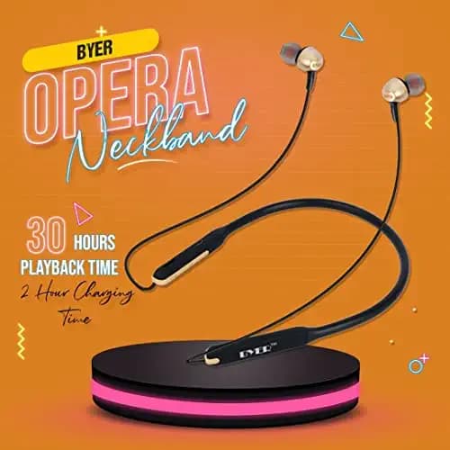 Byer Opera 30 Hours Neckband with Extra Bass Bluetooth Headset in Ear Wireless Earphones with Mic|| Deep Bass Bluetooth 5.0|| IPX5 Sweatproof (Combo Pack Opera JP-11 + ER-107)