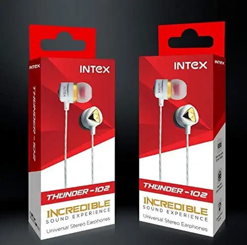 Intex Thunder 102 Wired in Ear Super Bass Earphones with Mic & 3.5mm Universal Jack (Black)