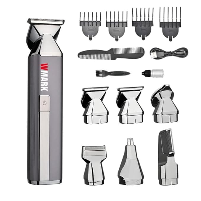 WMARK Men Ng-Ht001 6-In-1, Face, Hair And Body - Multi Grooming Kit, Hair Trimmer, Beard Trimmer, Ear & Nose Trimmer Head Shaver Full Body Grooming Kit, Metal Body, 7000Rpm Motor Runtime 180 Minutes