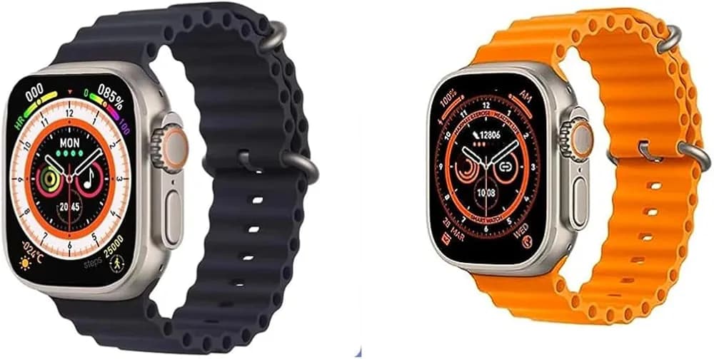 Spark Gadgets T 800 Ultra Smartwatch Black & Orange Silicon Straps Combo Pack HD 45mm Display Smart Watch Bluetooth Calling Smart Watch with Wireless Charging, Sports Mode, Health Mode SpO2 & Sleep Monitoring.