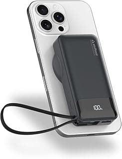 Stuffcool Nemo 10000mAh Compact Magnetic Wireless Charging Power Bank up to 15W for iPhone 20W Built-in Type-C Cable 22.5W...