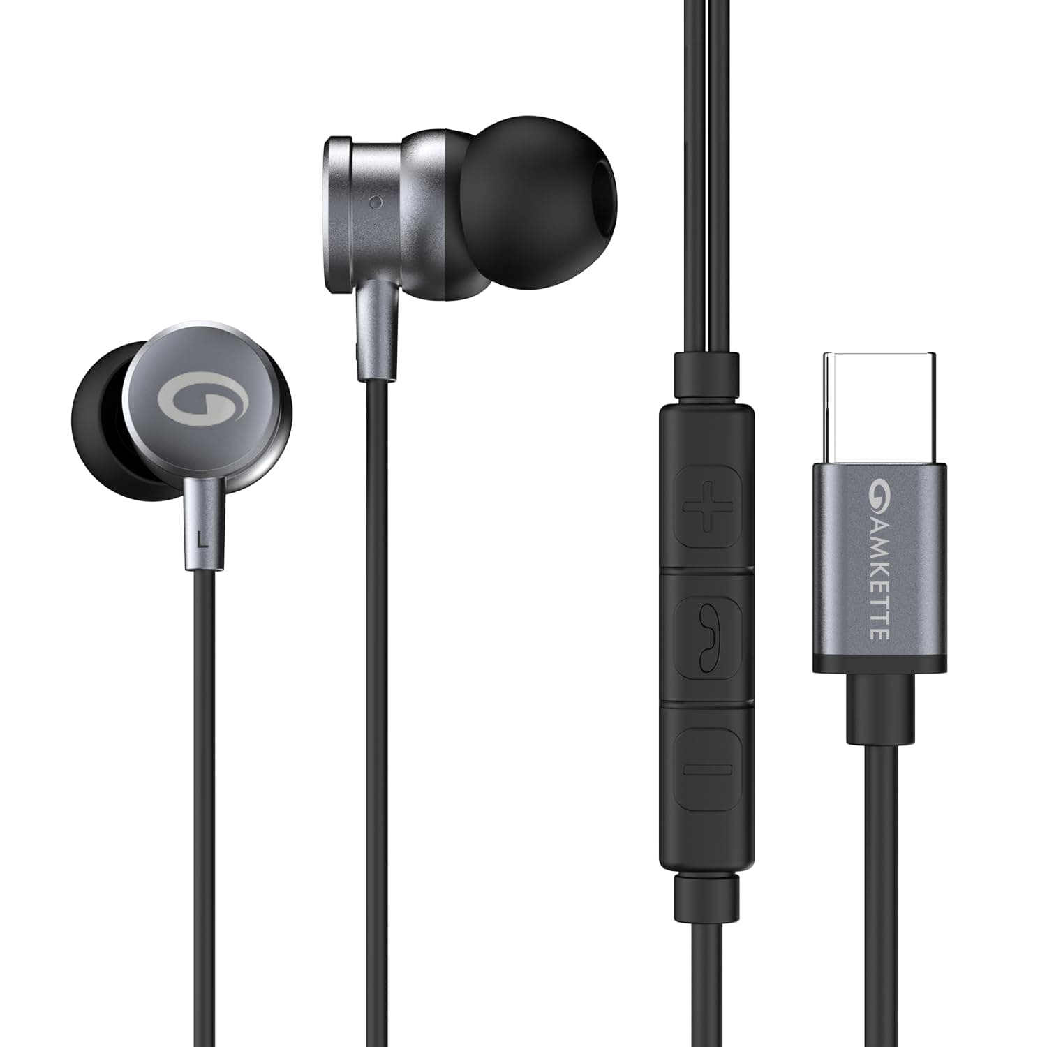 Amkette Trubeats M15 Type C Earphones with Mic, 10mm Drivers, 3 Button Control, AI Assistants, Ergonomic Earbuds Compatible with Smartphones, Tabs & L...