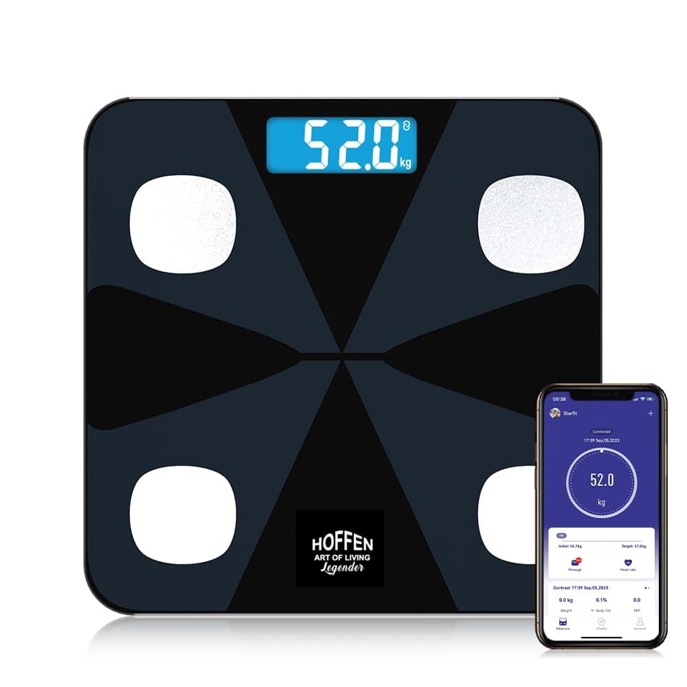Hoffen HO19 Smart Electronic Digital Personal Weighing scale, Body Composition Weight machine Battery Included With BMI ,BMR , Free Bluetooth Mobile APP , 2 Years Warranty ( Legender series )