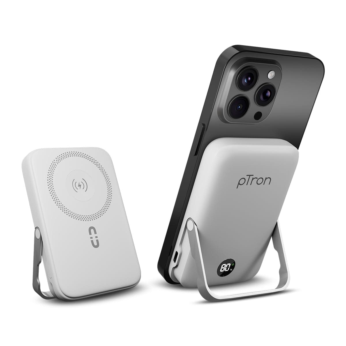 pTron Dynamo Elite Magnetic Wireless 10000mAh Fast Charging Power Bank, 15W MagSafe Compatible, 22.5W Output, Compatible w/iPhone 12 & Above, Android ...