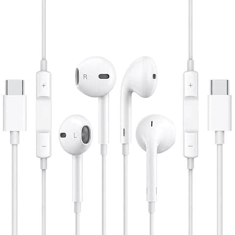 ZORBES® 2 Pack Type C Wired Earphones, USB C Headphones in Ear Earphones with DAC Chip Microphone Volume Control for Smartphones Tablets Travel and Daily Use