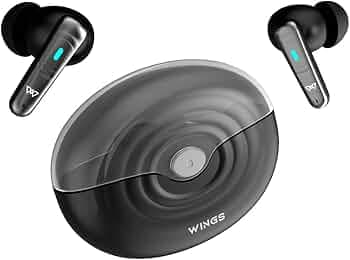 (Refurbished) Wings Flobuds 200 Made in India Wireless Earbuds Transparent Case, 13mm Drivers, Smart ENC, 50 Hrs Total Playtime, Gaming Mode 40 ms Low...