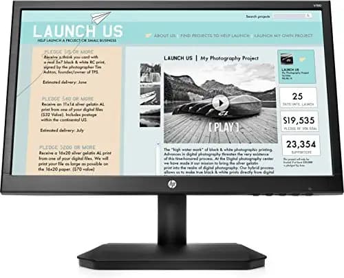 HP V190 HD Monitor, 18.5 inch(46.9cm) FHD Monitor Anti-Glare LED backlights On-Screen Controls Plug and Play Low Blue Light, Flicker Free Monitor, 5 ms Response time, TN Panel(Black)