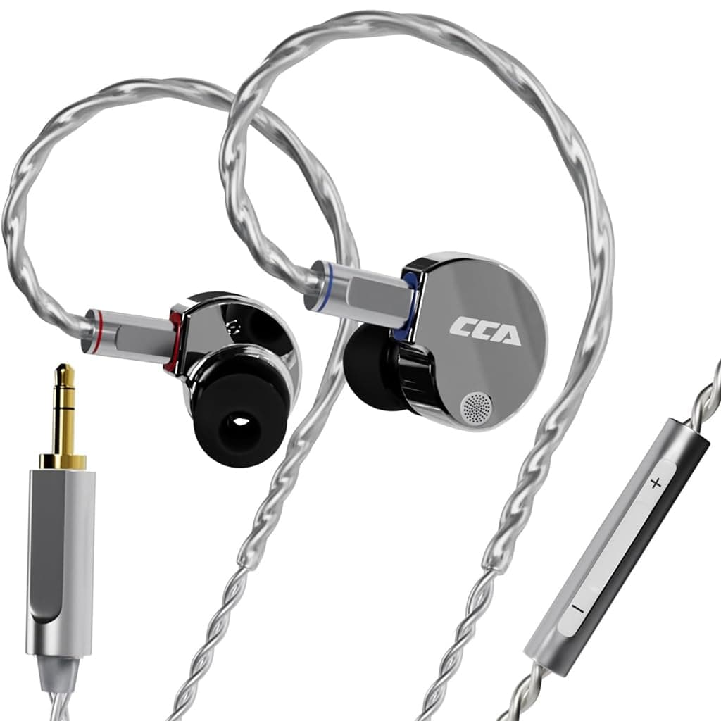 CCA Phoenix Dual Magnet Dynamic Driver IEMs, 10mm LCP Diaphragm, Harman-Tuned, Silver-Plated Detachable Cable, Wired in-Ear Monitors for Studio, Stage...