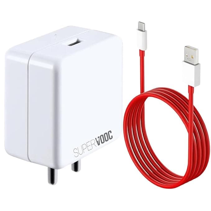 Original 80W Supervooc Charger with USB to Type-C Cable Supports Dash/Warp/Vooc/Superdart for Realme 14 Pro, 14 Plus White