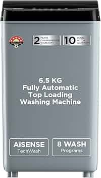 Acer 6.5 Kg 5 Star Fully-Automatic Top Loading Washing Machine (AR65HFATLH1C1LG24D, Light Grey,8 Wash Programs, Magic Filter, Robust Motor)