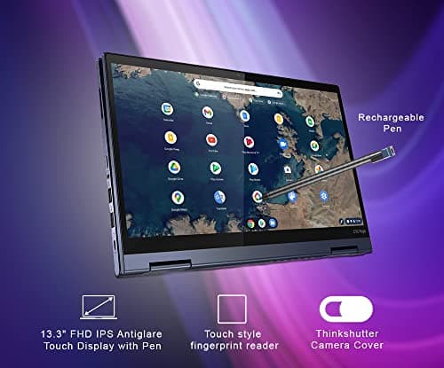 Lenovo ThinkPad C13 Yoga AMD Ryzen 5 3500C 13.3" (33.78cm) FHD IPS Touch with Pen Thin and Light Chromebook (16GB RAM/256GB SSD/Google Chrome/Backlit Keyboard/Pen/FPR/Abyss Blue/1.49 kg), 20UYS17B01