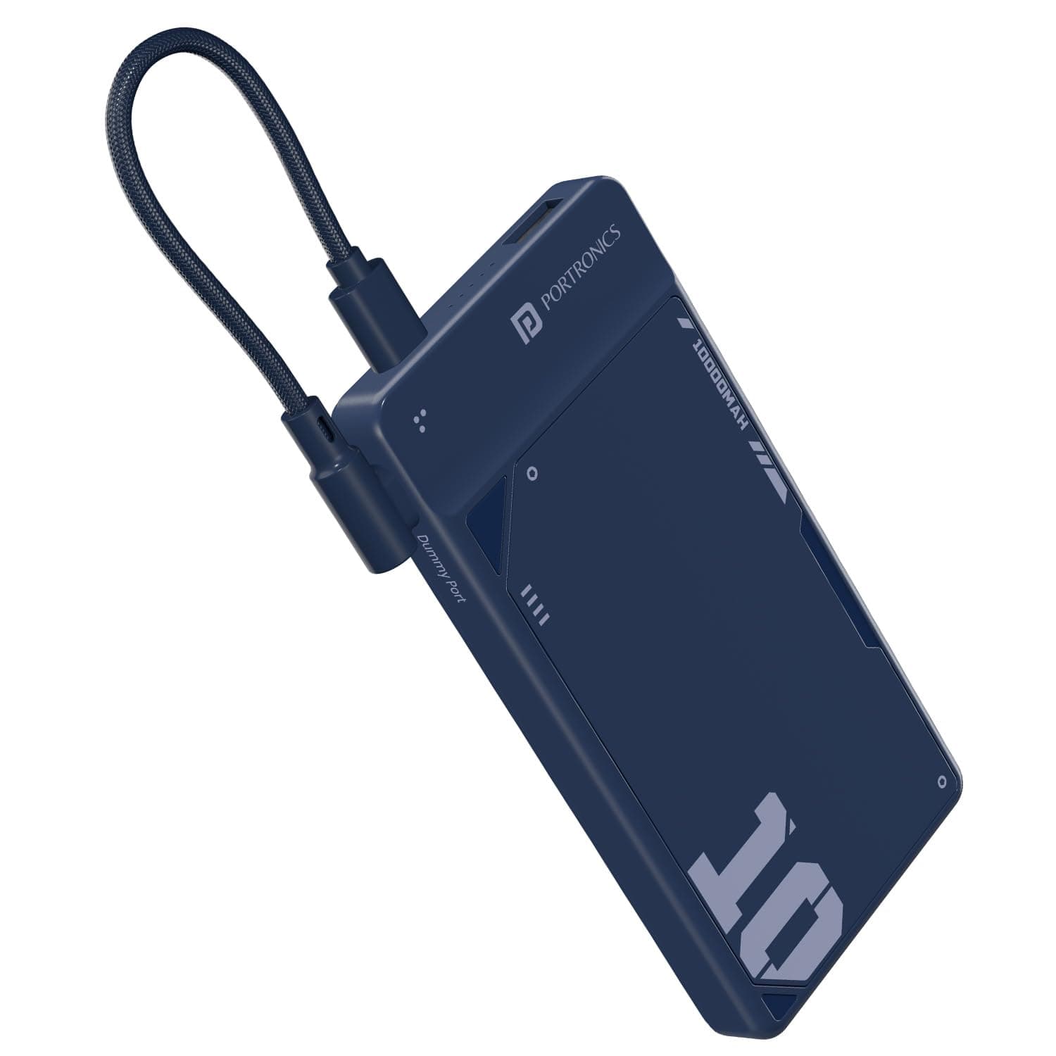 Portronics Luxcell Uno 10K 10000 mAh 22.5W Fast Charging Power Bank with Detachable Type C Cable, Ultra Slim Power Bank with Mach USB-A Output, Type C...