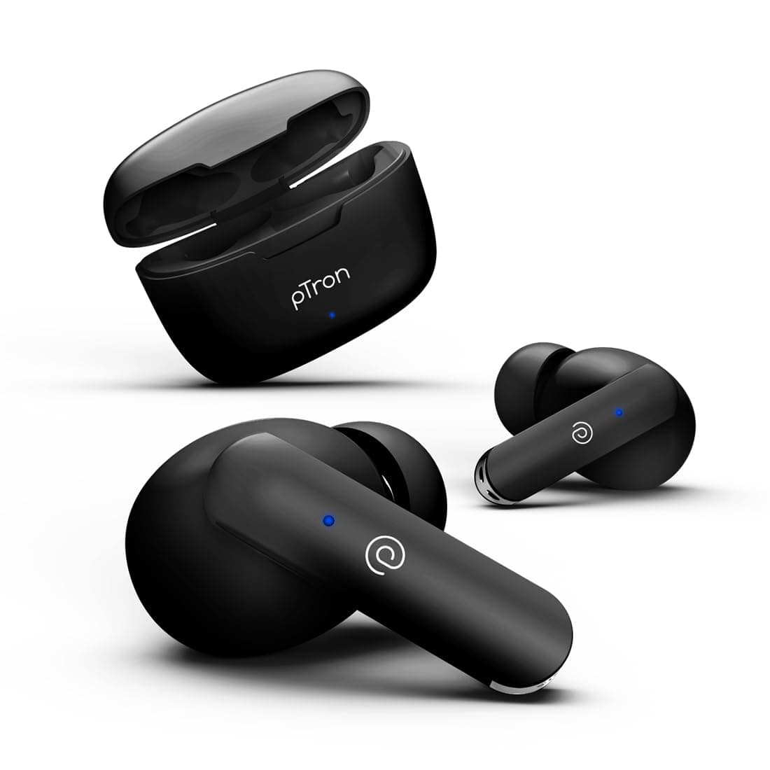 pTron Bassbuds Duo in-Ear Earbuds with 32Hrs Total Playtime, Bluetooth 5.1 Wireless Headphones, Stereo Audio, Touch Control TWS, Dual Mic, Type-C Fast