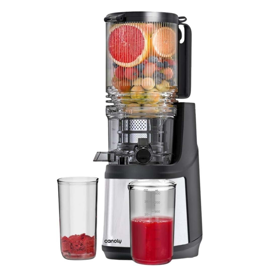 Canoly Cold Press Juicer, 15-Year Warranty, Extra Large Mouth for Whole Fruits, 350w Slow Juicer, Easy to Clean, Easy to Assemble, BPA-Free, Sleek and...