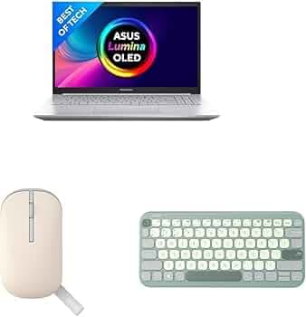 ASUS Vivobook Pro 15 OLED, AMD Ryzen 5 5600H, 15.6" (39.62 cm) FHD OLED, (16GB/512GB SSD/4GB RTX 3050) M3500QC-L1502WS + MD100 Mice (Biege) + KW100 Ke...