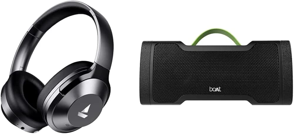 boAt Nirvana 751 ANC Hybrid Active Noise Cancelling Bluetooth Wireless Over Ear Headphones with Up to 65H Playtime & Stone 1000 14W Bluetooth Speaker with 8 Hours Playback