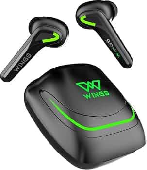 (Renewed) Wings Phantom 760 Wireless Earphones, Earbuds with Low Latency 40 ms, Sync App Support, Gaming Designed case with LED Lights, Bullet ChargeTM Headphones, Bluetooth 5.3 TWS Airpods