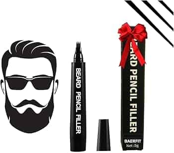 BOGOTA Beard Color Pencil For Men Black, Beard Pen, Beard Dye for Men Long Lasting Coverage, Enhance Facial Hair,Beard, Moustache & Eyebrows - Black
