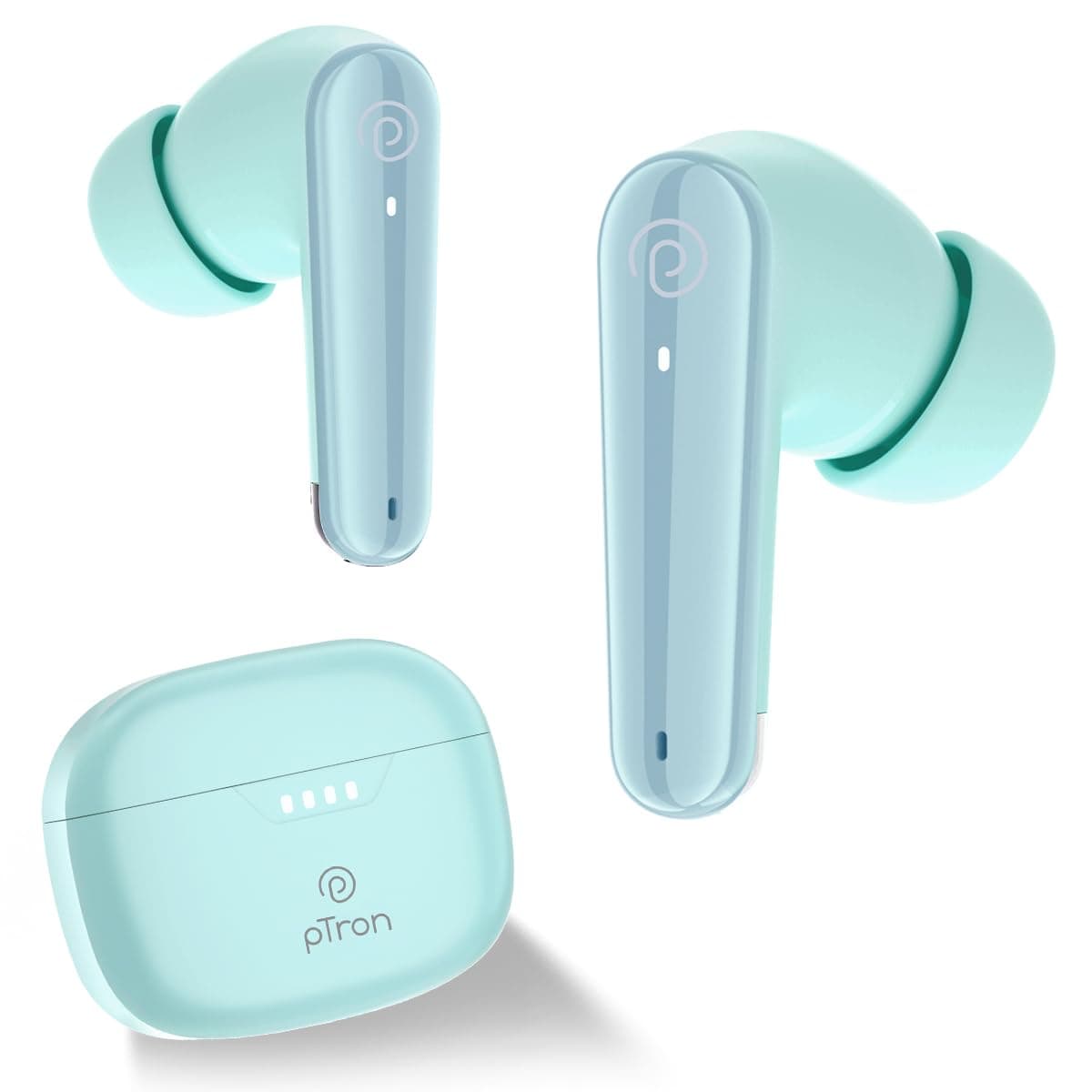 pTron Basspods Tour TWS Earbuds with 3D AudioScape, 45Hrs Playtime, TruTalk AI-ENC Calls, 50ms Low Latency Sync, BT v5.3, Type-C Fast Charging, Voice ...