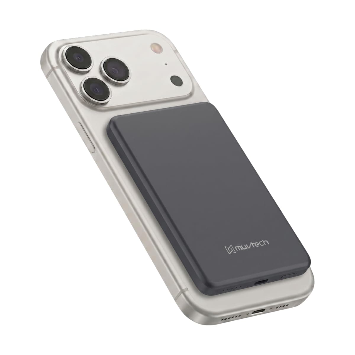 Muvtech Aeroslim 5000mAh Slimmest Magnetic Wireless Power Bank, Metal Body, Ultra Slim Mini Pocket Size, 20W Fast Charging, Type-C in/Out for iPhone, ...