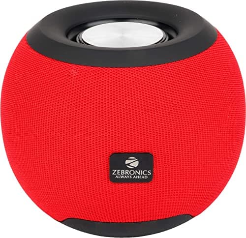 Zebronics Zeb-Bellow 40 Wireless Bluetooth v5.0 Fabric Finish 8W Portable Speaker with Supporting 6Hrs Backup, 55mm Driver, Powerful Bass, USB, mSD, AUX Input, Built-in FM, TWS &Call Function(Red)