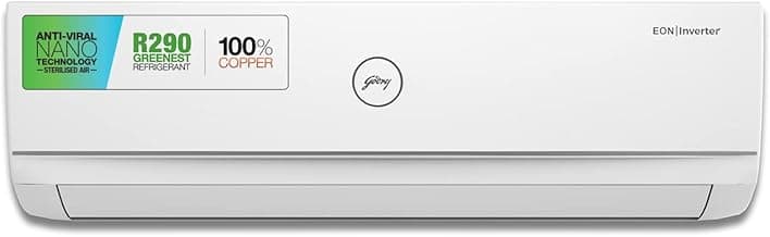 Godrej 1 Ton 5 Star Inverter Split AC (Copper, 2022 model, R290 refrigerant, Twin Rotary Compressor, AC 1T GIC 12TGC5 WUA, White)