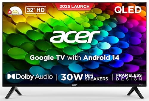 Acer 80 cm (32 inches) V Pro Series HD Ready Smart QLED Google TV AR32QDXGU2841AT (Black)