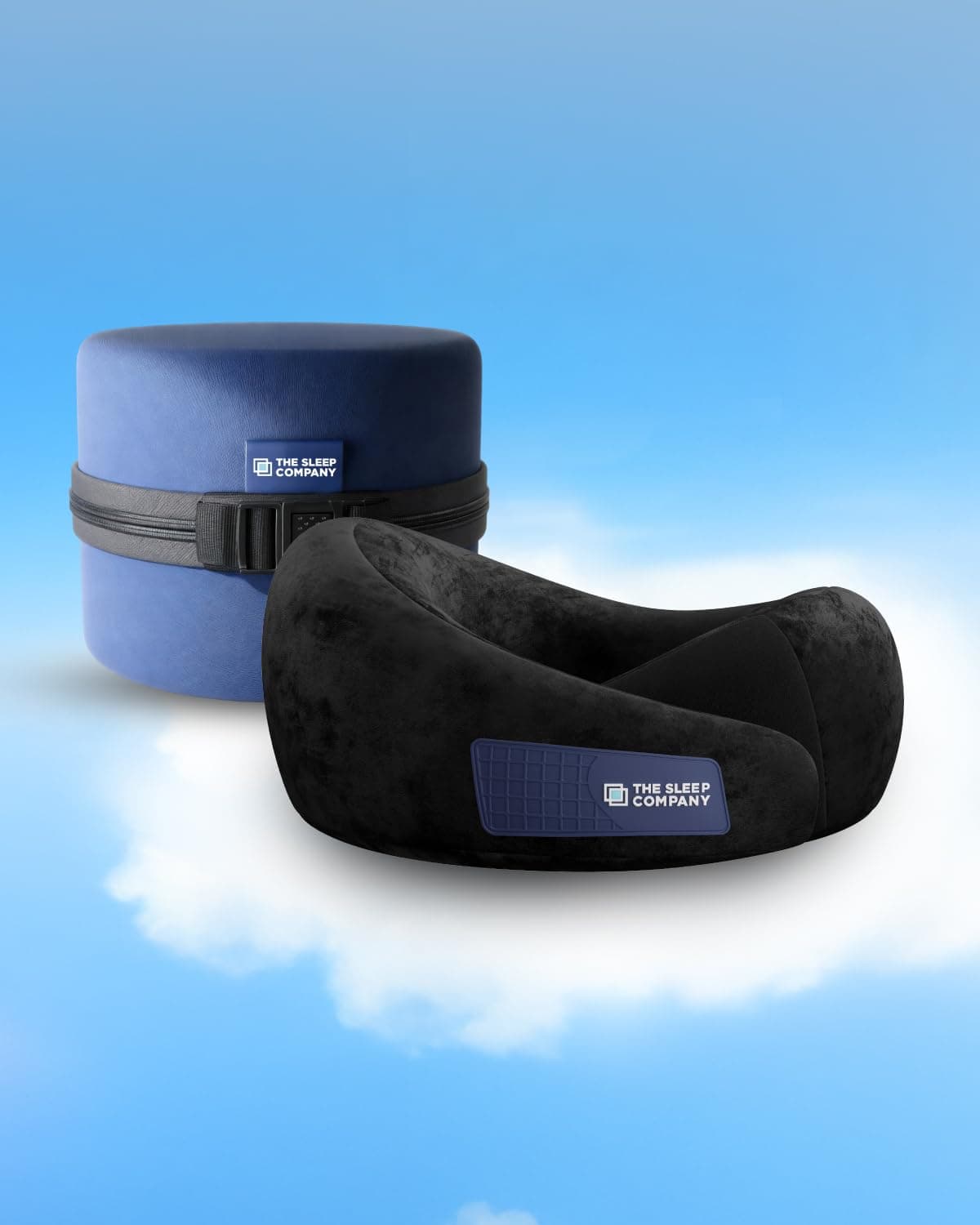The Sleep Company Travel Neck Pillow | PU Latex | Neck Support| Perfect For Flights, Car, Train and Bus Journeys | Dual Height Design | Compact Zipper...