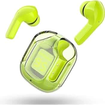 WESTLERS Ultrapods TWS Bluetooth Earbuds Transparent Design with Display, Playtime Upto 30 Hrs with Bluetooth 5.3 and ENC IPX7 Built-i (Green)