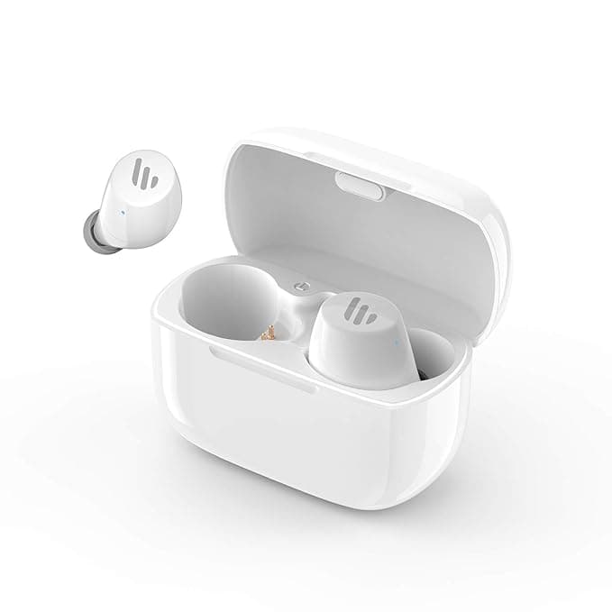 Edifier TWS1 True Wireless Earbuds - Up to 32 Hour Battery Life with Charging Case and Mic, Bluetooth v5.0 aptX, IPX5 Splash & Sweatproof - White In-E