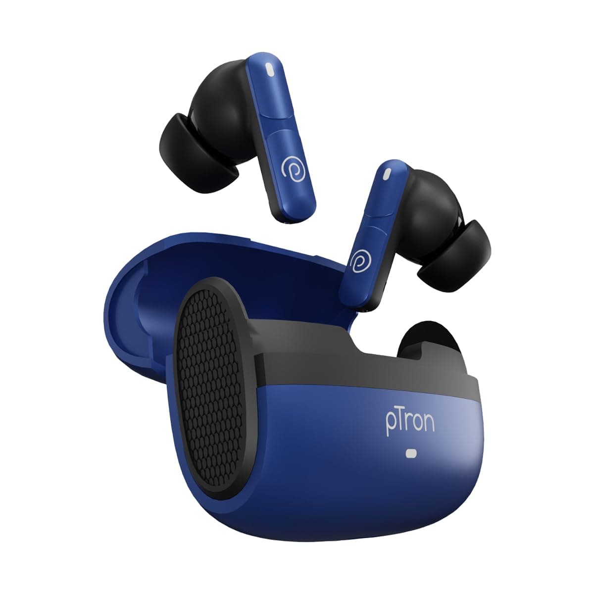 pTron Bassbuds Blaze in-Ear TWS Earbuds w/ 13mm Drivers, 50Hrs Playtime, AI-ENC Clear Calls, Bluetooth V5.4 Wireless Headphones, Touch Control, Voice Assistant, Type C Charging & IPX5 (Blue & Black)