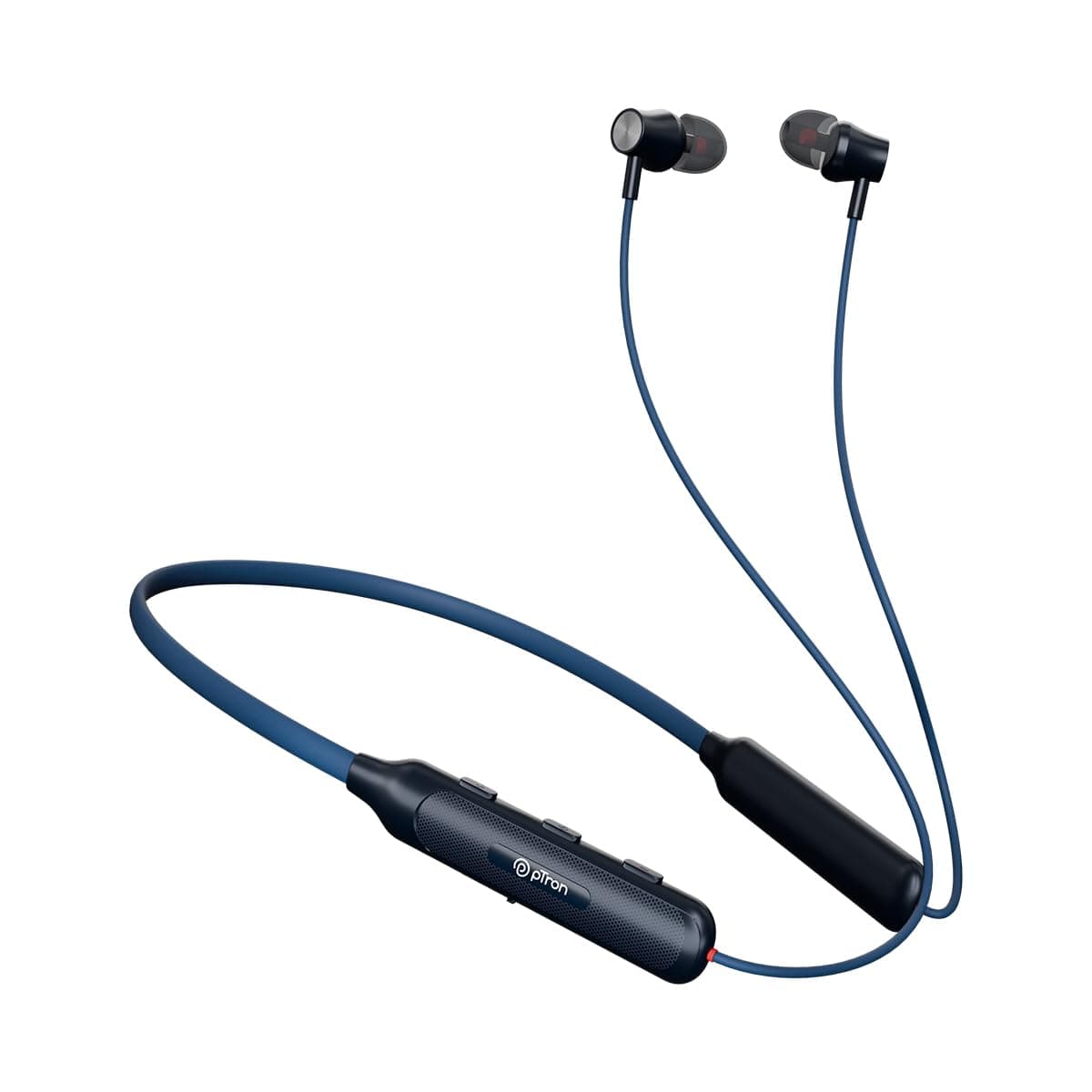 pTron Newly Launched Tangent Evolve with 34Hrs Playtime, HD Mic, Pristine Sound, Bluetooth V5.3 with Dual-Device Pairing Wireless Neckband, Voice Assistant, Type-C Fast Charging & IPX4 (Black/Blue)