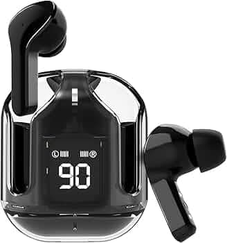 SONITI Ultrapod Wireless Bluetooth in Ear Earbuds, Transparent Charging Case, Active Noise Cancellation, Led Digital Display, Bluetooth Earphones, Tou...