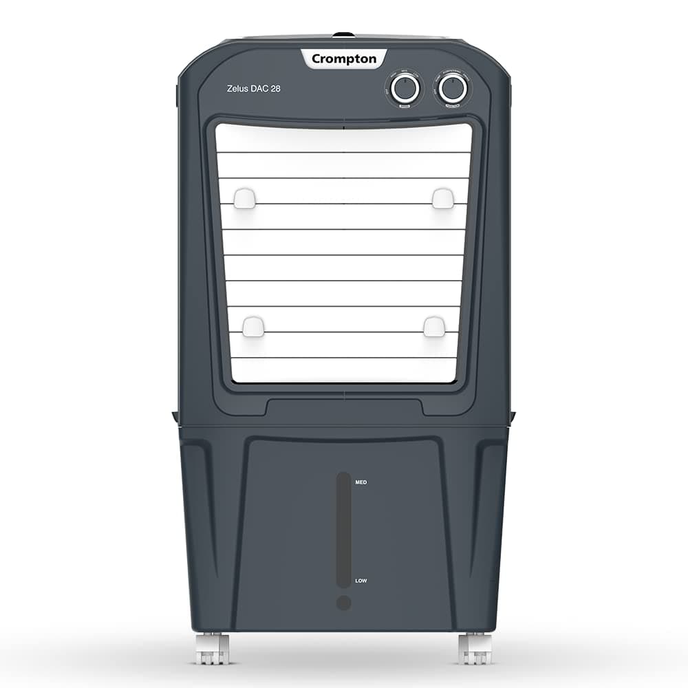 Crompton Zelus DAC Desert Air Cooler- 28L, with Everlast Pump, 4-Way Air Deflection and Honeycomb Pads, Grey, (ACGC-ZELUSDAC28)