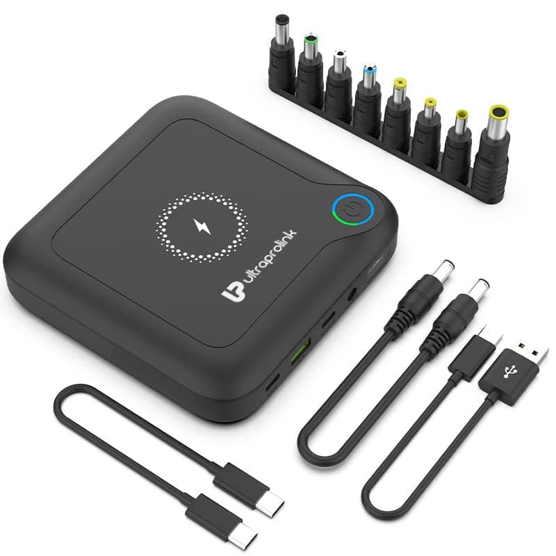 UltraProlink UM1106 Juice-Up 120W | QC3.0+PD3.0+Wireless Charging +DC | 88.8Wh | 24000mAh Powerbank for Laptops-Tablets-Smartphones | USB Type C Cable 1m (60W) | With 10W Wireless Charger & LED Indicators | Black